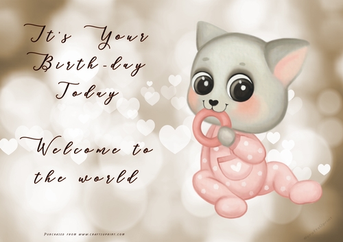 NCJP - Its your BIRTH-DAY today - Welcome to the world - Pink Cute 