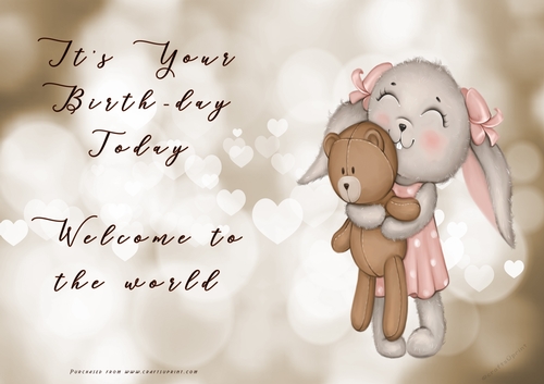 NCJP - Its your BIRTH-DAY today - Welcome to the world - Pink Cute 