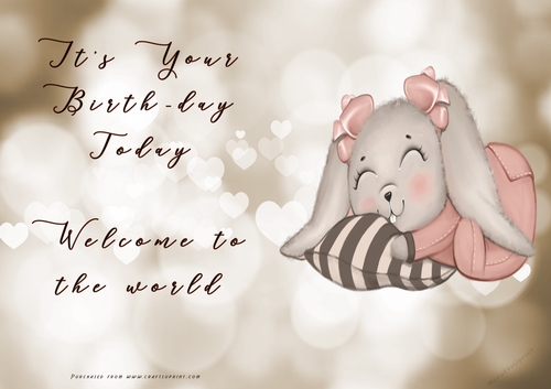 NCJP - Its your BIRTH-DAY today - Welcome to the world - Pink Cute 