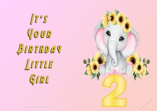NCJP - Its Your Birthday Little Girl - Yellow Elephant - 2