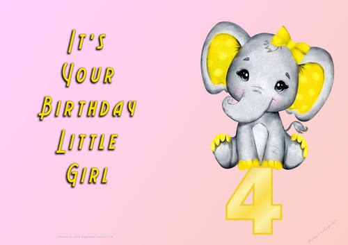 NCJP - Its Your Birthday Little Girl - Yellow Elephant - 4