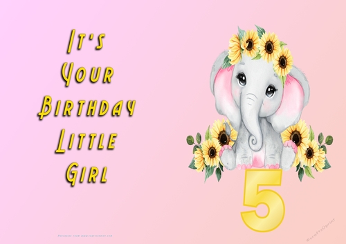 NCJP - Its Your Birthday Little Girl - Yellow Elephant - 5