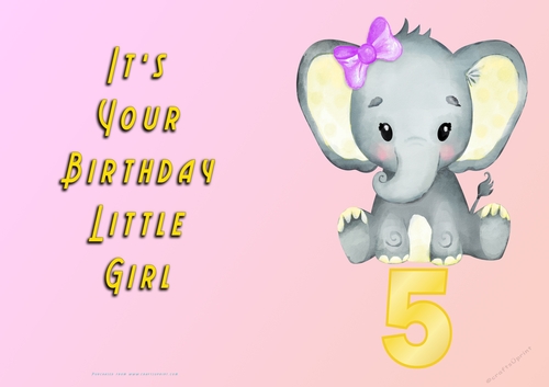NCJP - Its Your Birthday Little Girl - Yellow Elephant - 5