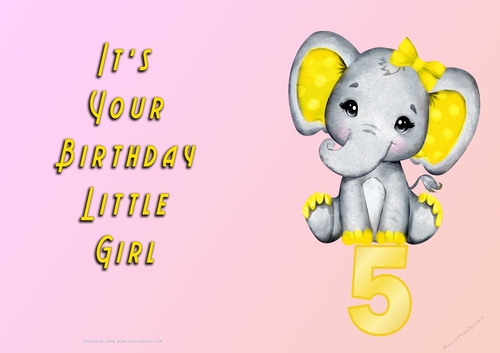 NCJP - Its Your Birthday Little Girl - Yellow Elephant - 5