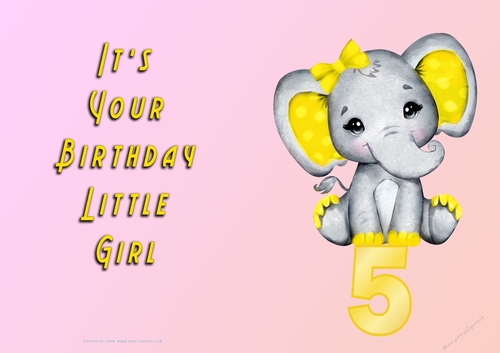 NCJP - Its Your Birthday Little Girl - Yellow Elephant - 5