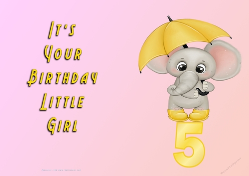NCJP - Its Your Birthday Little Girl - Yellow Elephant - 5