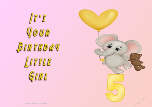 NCJP - Its Your Birthday Little Girl - Yellow Elephant - 5