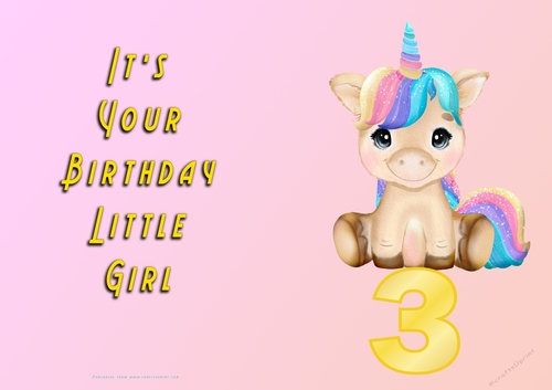 NCJP - Its Your Birthday Little Girl - Yellow Unicorn - 3