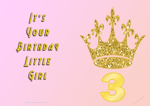 NCJP - Its Your Birthday Little Girl - Yellow -  Gold Crown - 3