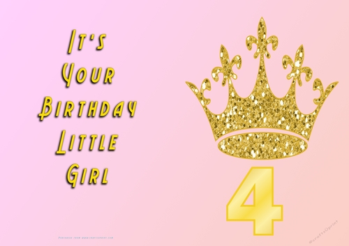 NCJP - Its Your Birthday Little Girl - Yellow -  Gold Crown - 4