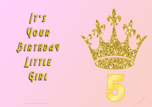 NCJP - Its Your Birthday Little Girl - Yellow -  Gold Crown - 5