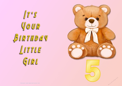 NCJP - Its Your Birthday Little Girl - Yellow -  Cute Teddy Bear - 5