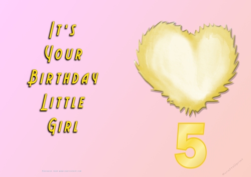NCJP - Its Your Birthday Little Girl - Yellow -  Cute Fluffy Heart - 5