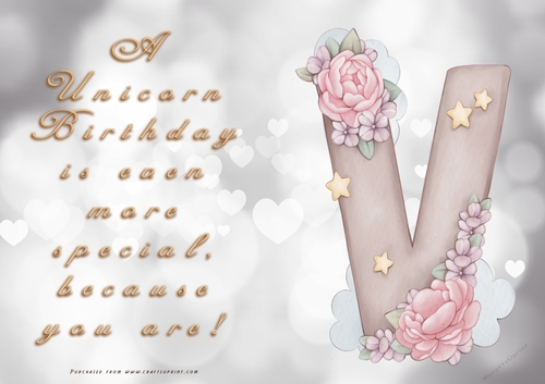 NCJP - A Unicorn Birthday - Letter V