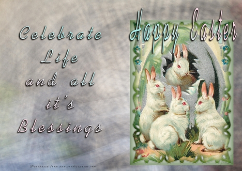Easter - Celebrate Life and All its blessings - Vintage Bunnys