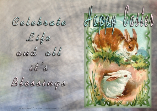 Easter - Celebrate Life and All its blessings - Vintage Bunnys