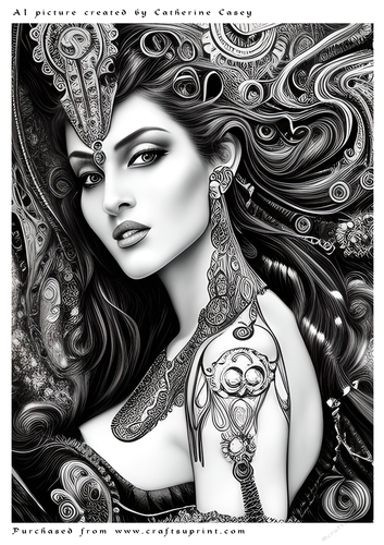 A4 AI Beautiful Lady Portrait - Mono
