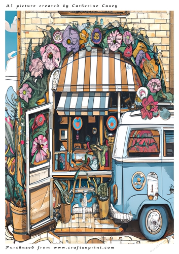 A4 AI Beautiful Flower shop and a Camper Van