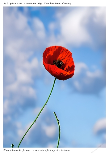 A4 AI Beautiful Fantasy Red Poppy with Clouds