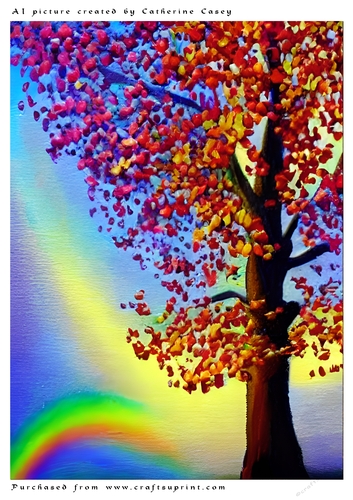 A4 AI Beautiful Fantasy Tree with a Rainbow