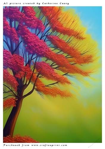 A4 AI Beautiful Fantasy Tree with a Rainbow