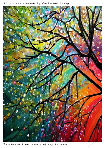 A4 AI Beautiful Fantasy Tree with a Rainbow