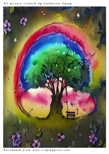A4 AI Beautiful Fantasy Tree with a Rainbow