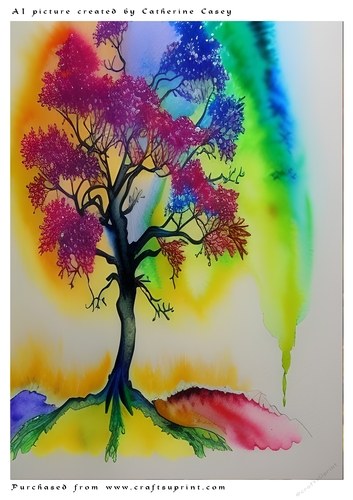 A4 AI Beautiful Fantasy Tree with a Rainbow