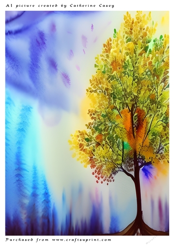 A4 AI Beautiful Fantasy Tree with a Rainbow