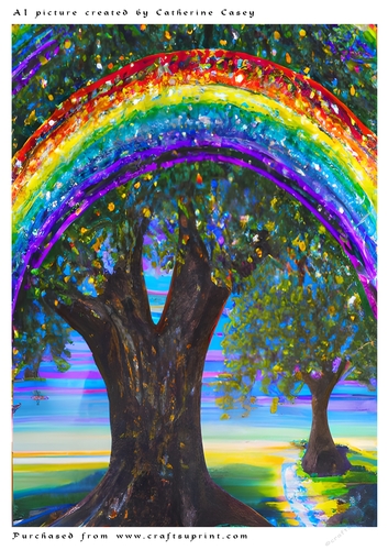 A4 AI Beautiful Fantasy Tree with a Rainbow