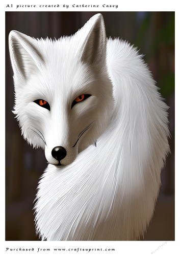AI (Artificial Intelligence) A4 Beautiful Fantasy Picture of an Arctic Fox