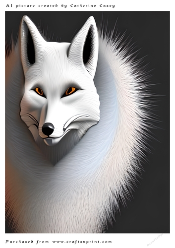 AI (Artificial Intelligence) A4 Beautiful Fantasy Picture of an Arctic Fox
