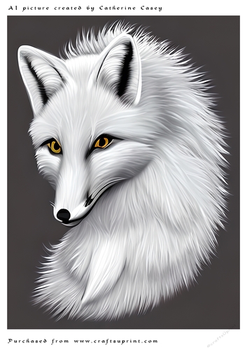 AI (Artificial Intelligence) A4 Beautiful Fantasy Picture of an Arctic Fox
