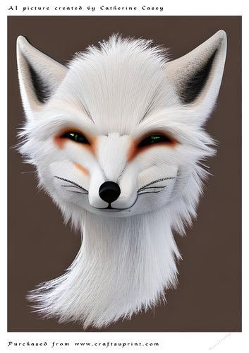 AI (Artificial Intelligence) A4 Beautiful Fantasy Picture of an Arctic Fox