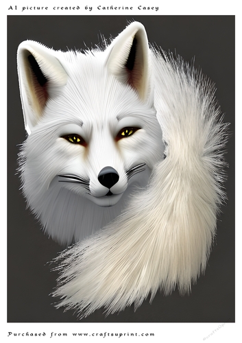 AI (Artificial Intelligence) A4 Beautiful Fantasy Picture of an Arctic Fox