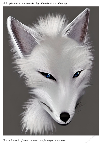 AI (Artificial Intelligence) A4 Beautiful Fantasy Picture of an Arctic Fox