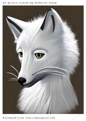 AI (Artificial Intelligence) A4 Beautiful Fantasy Picture of an Arctic Fox