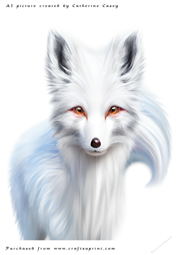 AI (Artificial Intelligence) A4 Beautiful Fantasy Picture of an Arctic Fox