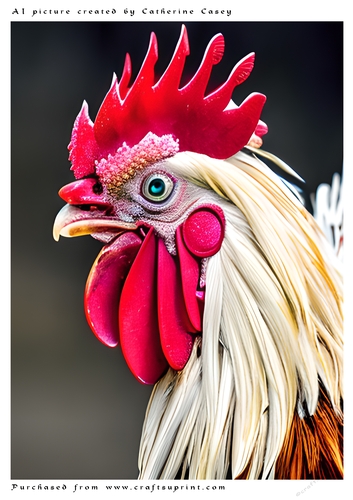 AI (Artificial Intelligence) A4 Beautiful Fantasy Picture of an Amazing looking Chicken