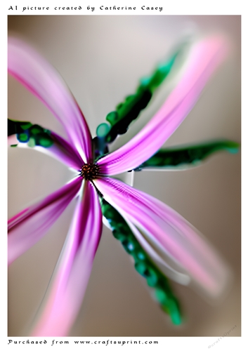AI (Artificial Intelligence) A4 Beautiful Fantasy Picture of a single Pink Flower