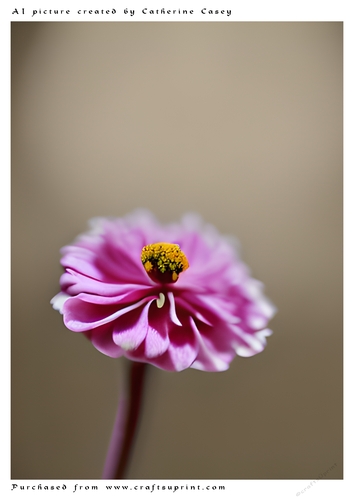 AI (Artificial Intelligence) A4 Beautiful Fantasy Picture of a single Pink Flower