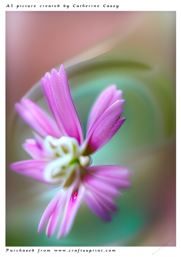 AI (Artificial Intelligence) A4 Beautiful Fantasy Picture of a single Pink Flower