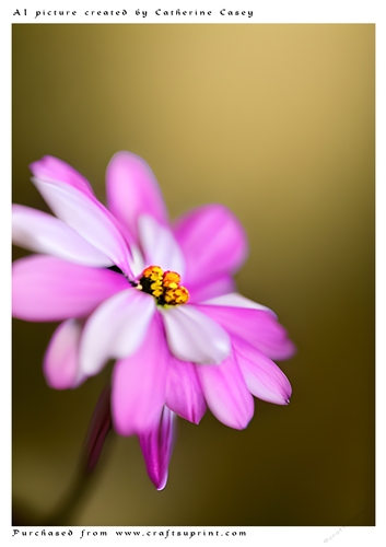 AI (Artificial Intelligence) A4 Beautiful Fantasy Picture of a single Pink Flower