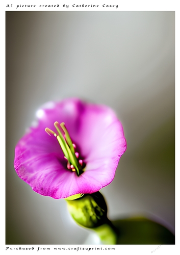 AI (Artificial Intelligence) A4 Beautiful Fantasy Picture of a single Pink Flower
