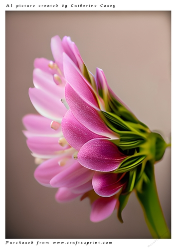 AI (Artificial Intelligence) A4 Beautiful Fantasy Picture of a single Pink Flower