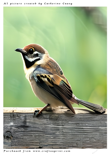 AI (Artificial Intelligence) A4 Beautiful Fantasy Picture of a small bird