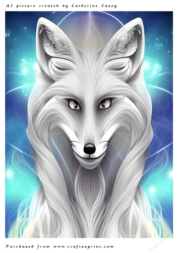 AI (Artificial Intelligence) A4 Beautiful Fantasy Picture of a Beautiful Arctic Fox