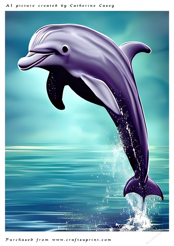 AI (Artificial Intelligence) A4 Beautiful Fantasy Picture of a Dolphin in the Air