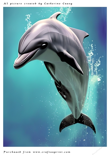 AI (Artificial Intelligence) A4 Beautiful Fantasy Picture of a Dolphin in the Air