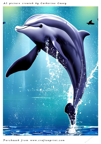 AI (Artificial Intelligence) A4 Beautiful Fantasy Picture of a Dolphin in the Air